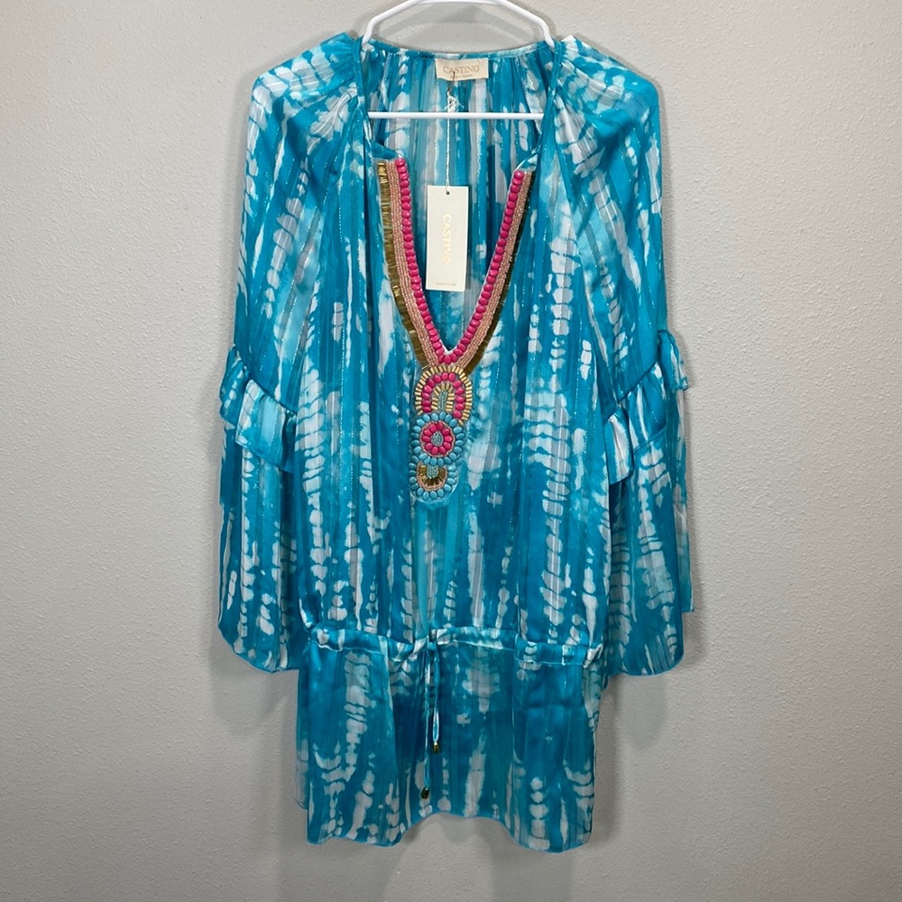 Casting tie dye beaded tunic made in‎ France